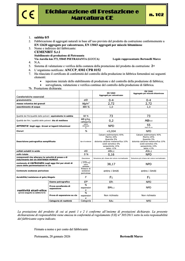 CE Sabbia 0-5 mm (cod. 102)