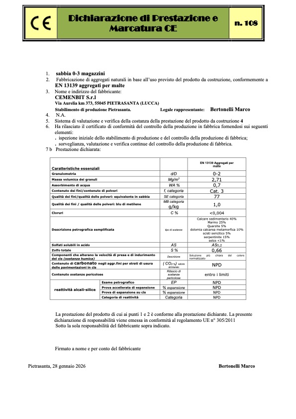 CE sabbia 0-3 magazzini (cod. 108)
